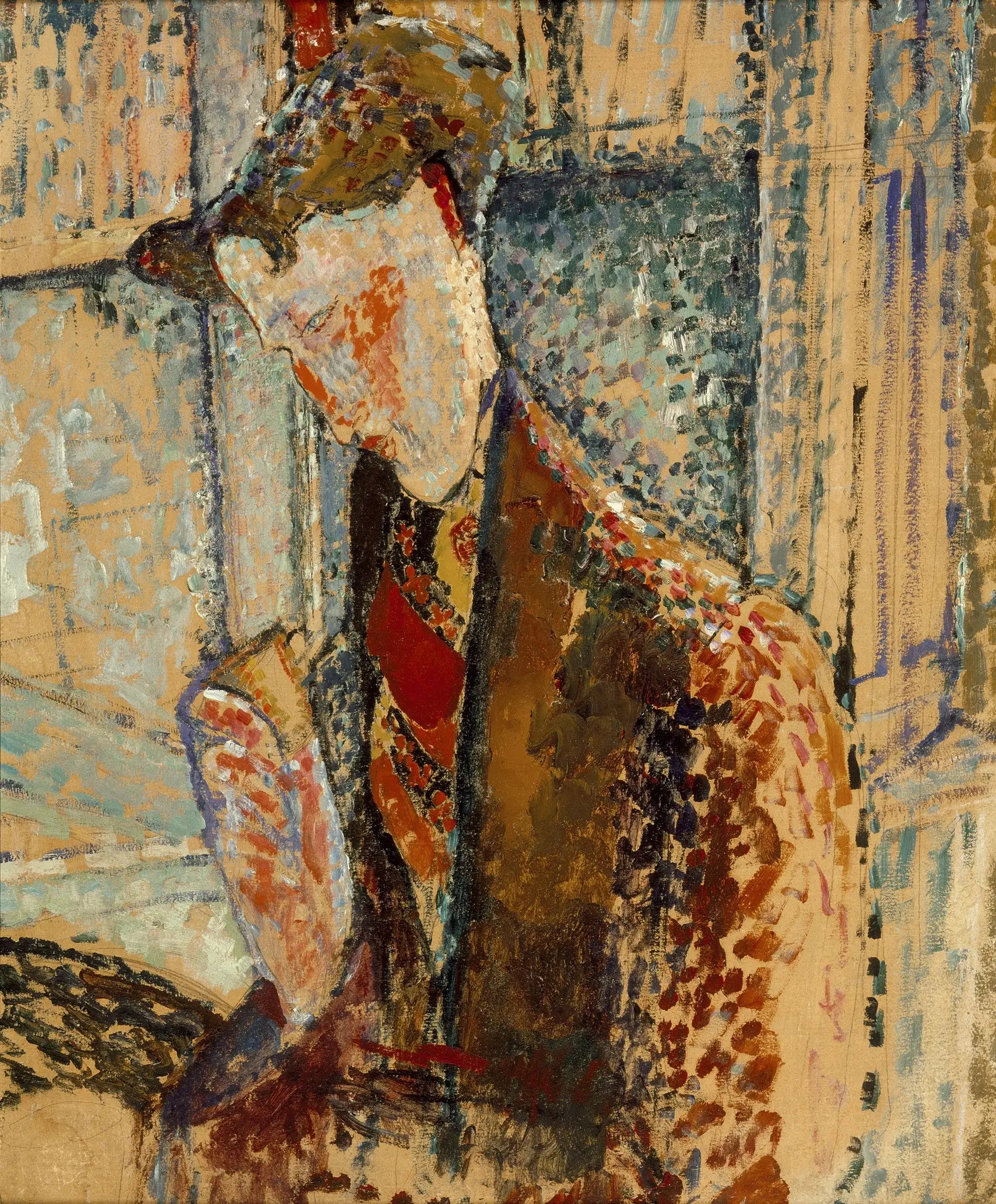 Reproduction du tableau « Rêverie (Étude pour le portrait de Frank Burty Haviland) - Amedeo Modigliani » par Alpha Reproduction en peinture à l’huile