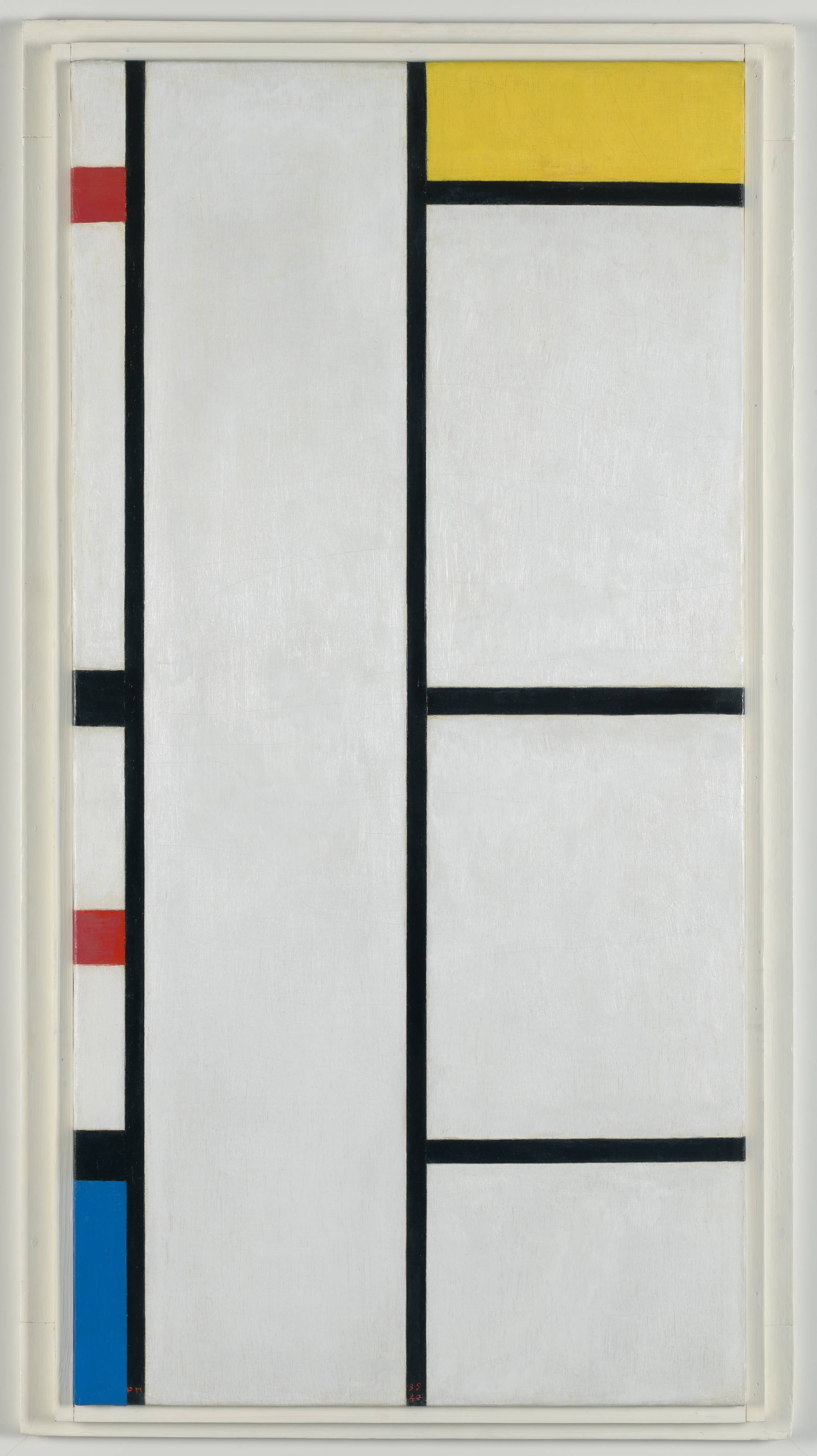 Reproduction du tableau « Composition (n° III) blanc-jaune / Composition avec rouge, jaune et bleu - Piet Mondrian » par Alpha Reproduction en peinture à l’huile