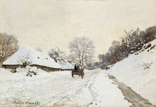 « Une charrette sur la route enneigée à Honfleur » – Claude Monet (1865/1867)