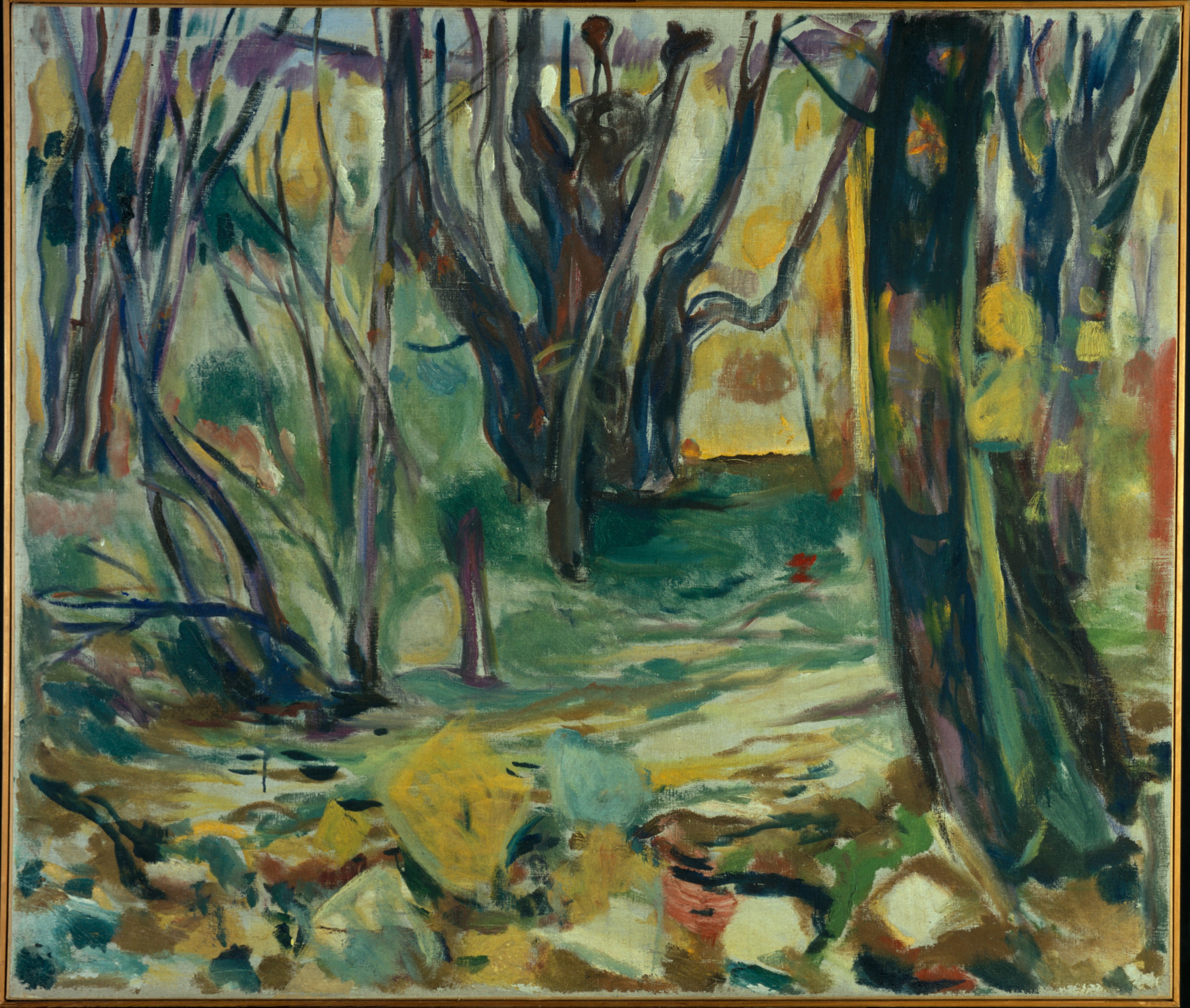 Reproduction du tableau « forêt d'ormes en automne - Edvard Munch » par Alpha Reproduction en peinture à l’huile