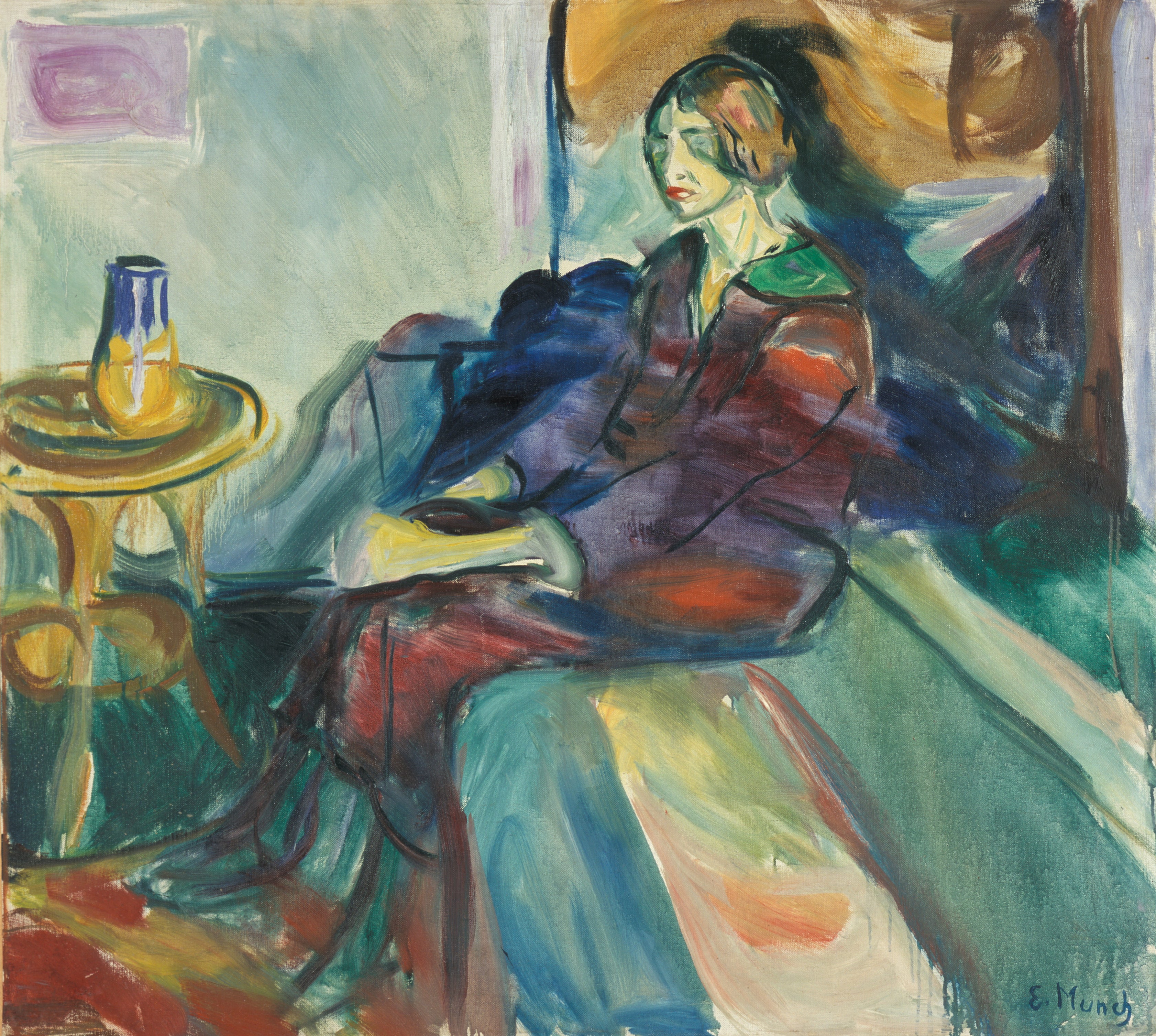 Reproduction du tableau « Modèle assis sur le canapé - Edvard Munch » par Alpha Reproduction en peinture à l’huile