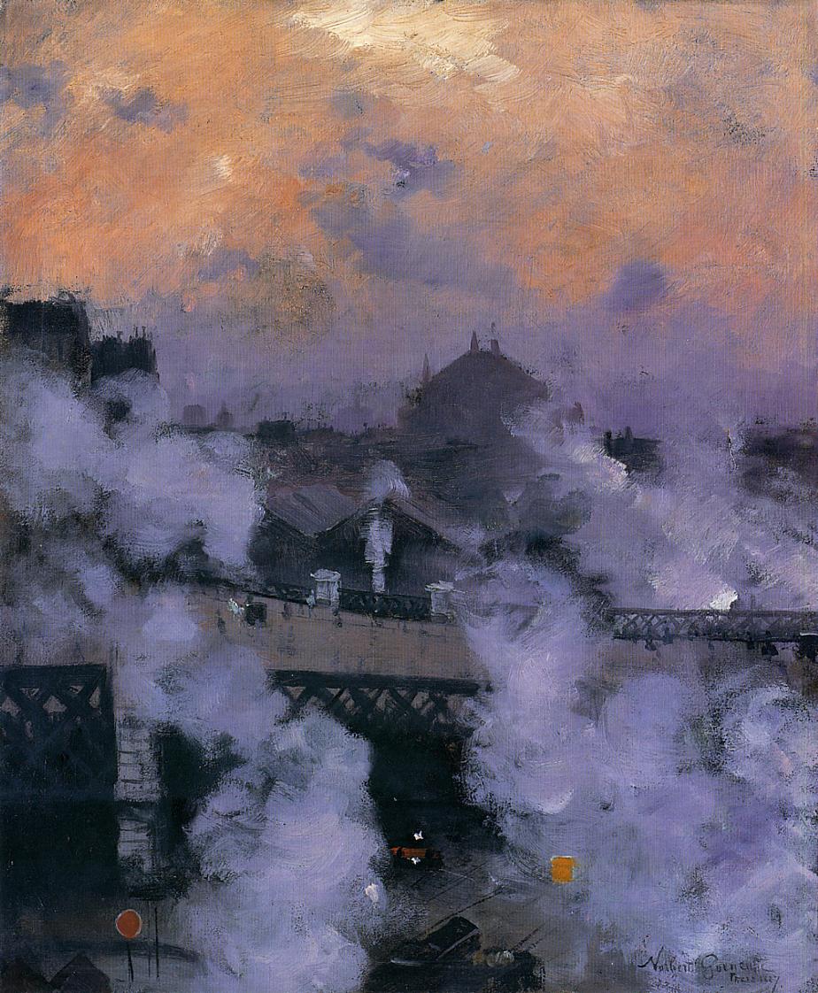 Le Pont de l'Europe la nuit - Norbert Gœneutte