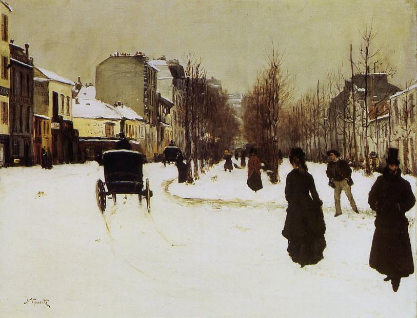 Le Boulevard de Clichy par temps de neige - Norbert Gœneutte