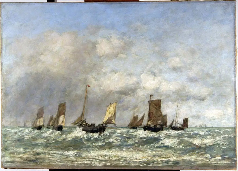 Berck : le départ des barques - Eugène Boudin