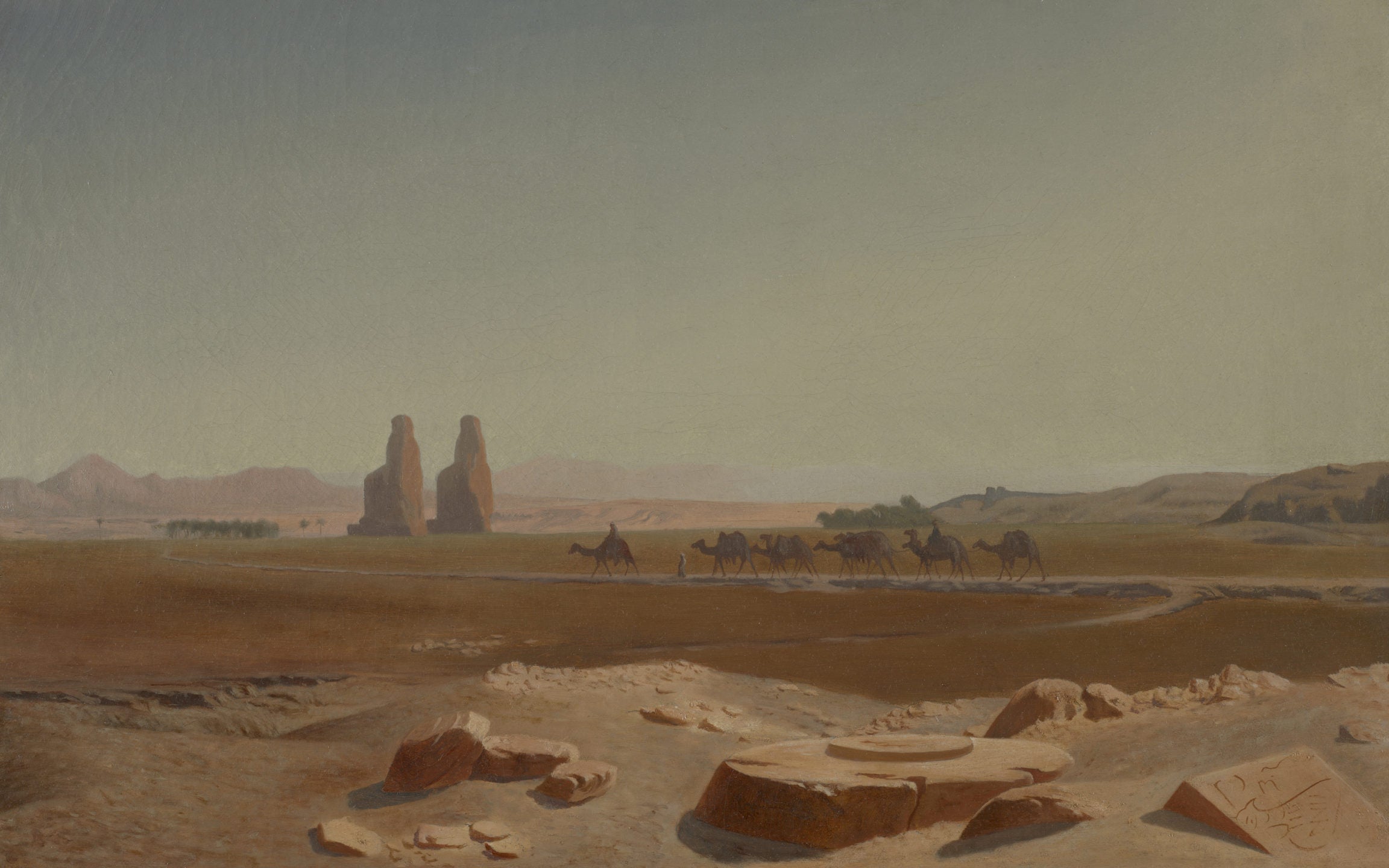 Caravane passant près des colosses de Memnon. Thèbes - Jean-Léon Gérôme