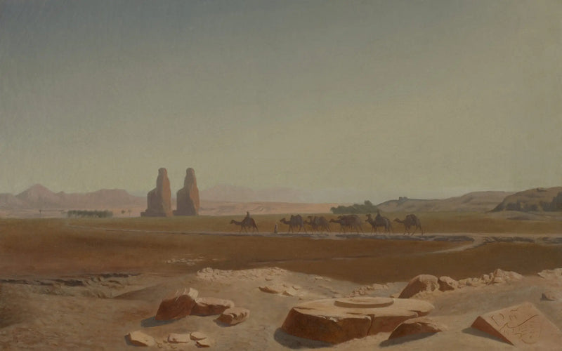 Caravane passant près des colosses de Memnon. Thèbes - Jean-Léon Gérôme