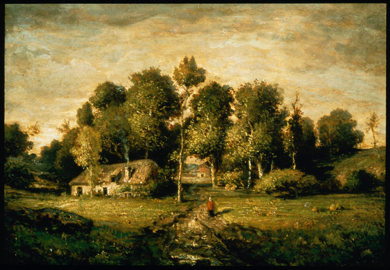 Chalet dans un bosquet d'arbres - Théodore Rousseau