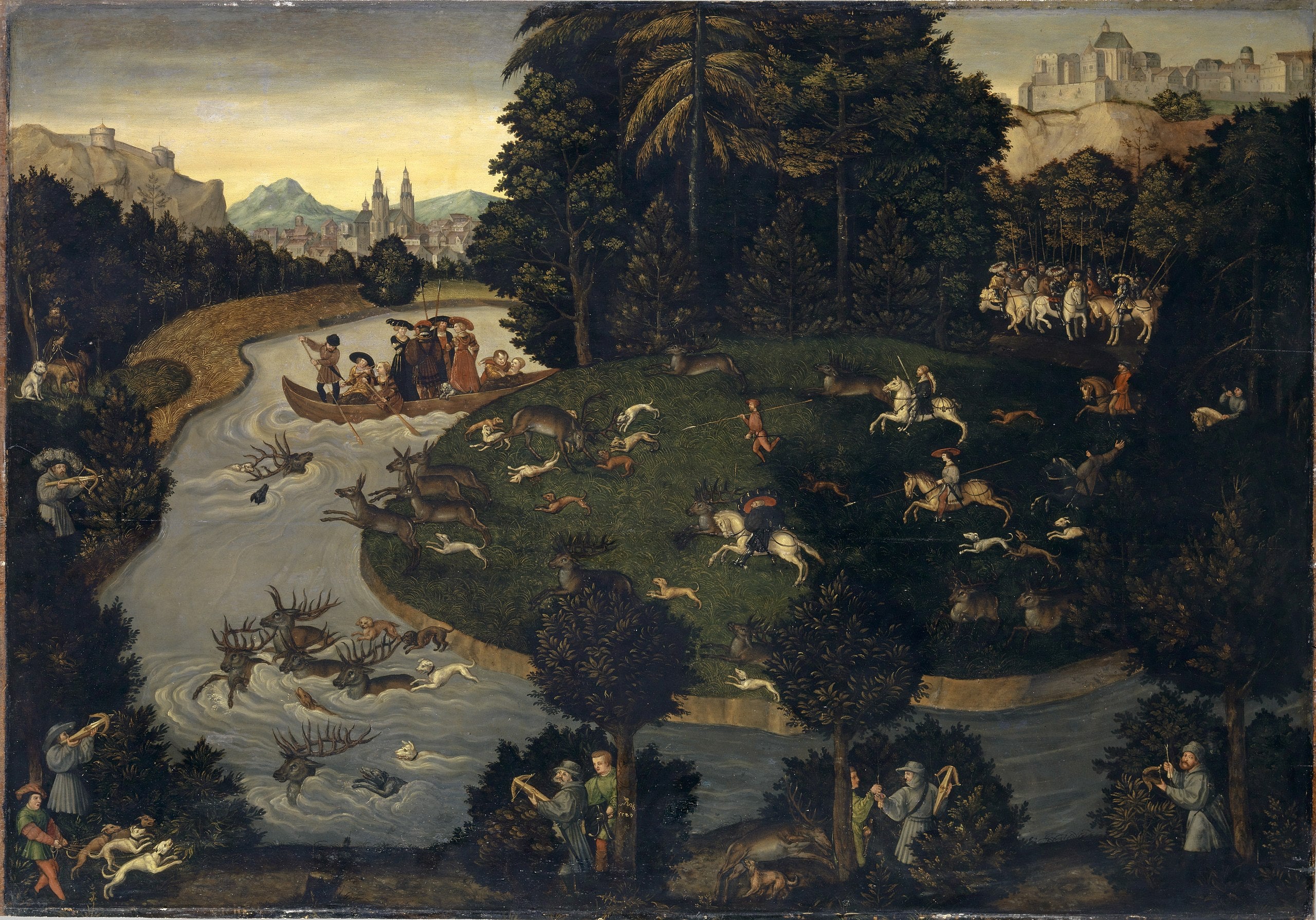 Chasse aux cerfs de Frédéric le Sage avec l'empereur Maximilien Ier - Lucas Cranach the Elder