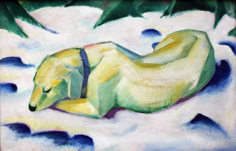 Chien couché dans la neige - Franz Marc