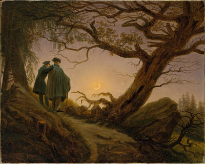 Reproduction du tableau « Deux Hommes contemplant la lune - Caspar David Friedrich » par Alpha Reproduction en peinture à l’huile