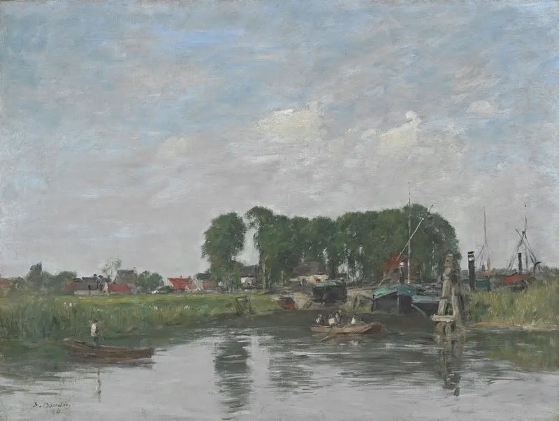 Environs de Dordrecht. Chantier de réparation de bateaux - Eugène Boudin