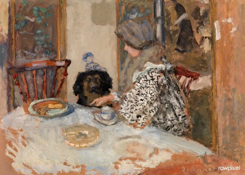 Femme et chien à table - Pierre Bonnard
