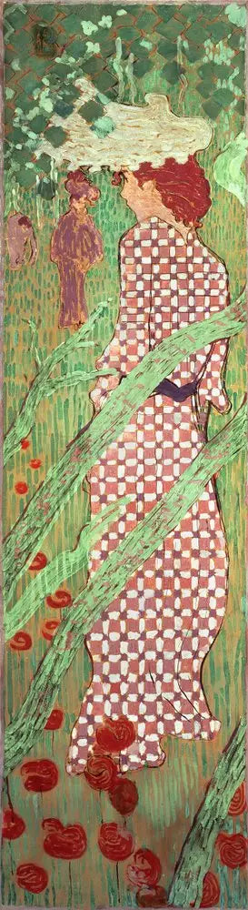 Femmes au jardin : femme à la robe quadrillée - Pierre Bonnard
