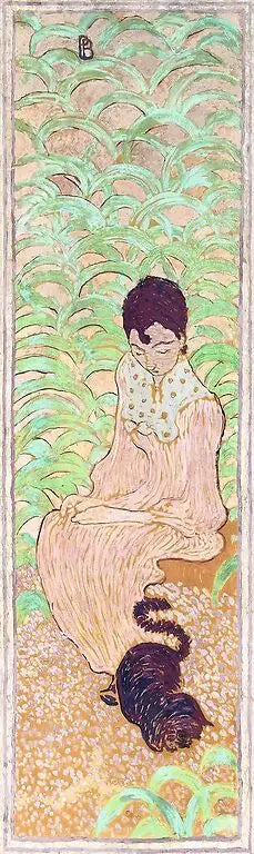 Femmes au jardin : femme assise au chat - Pierre Bonnard