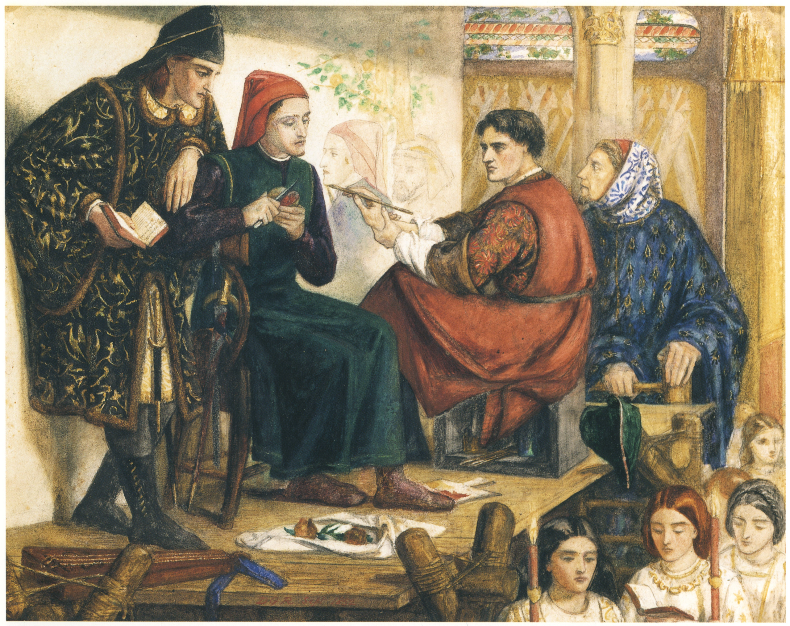 Giotto peignant le portrait de Dante - Dante Gabriel Rossetti