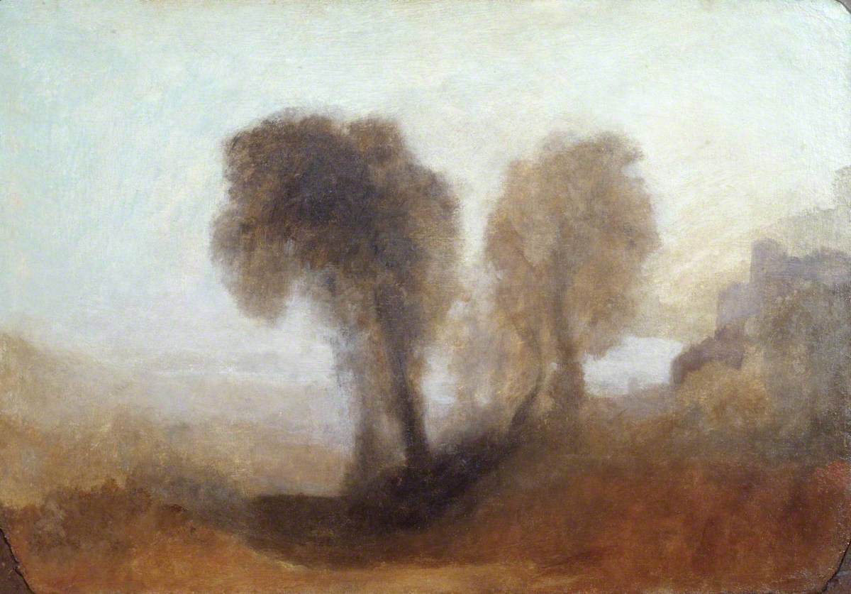 Reproduction du tableau « Landscape with Trees and a Castle - J. M. W. Turner » par Alpha Reproduction en peinture à l’huile