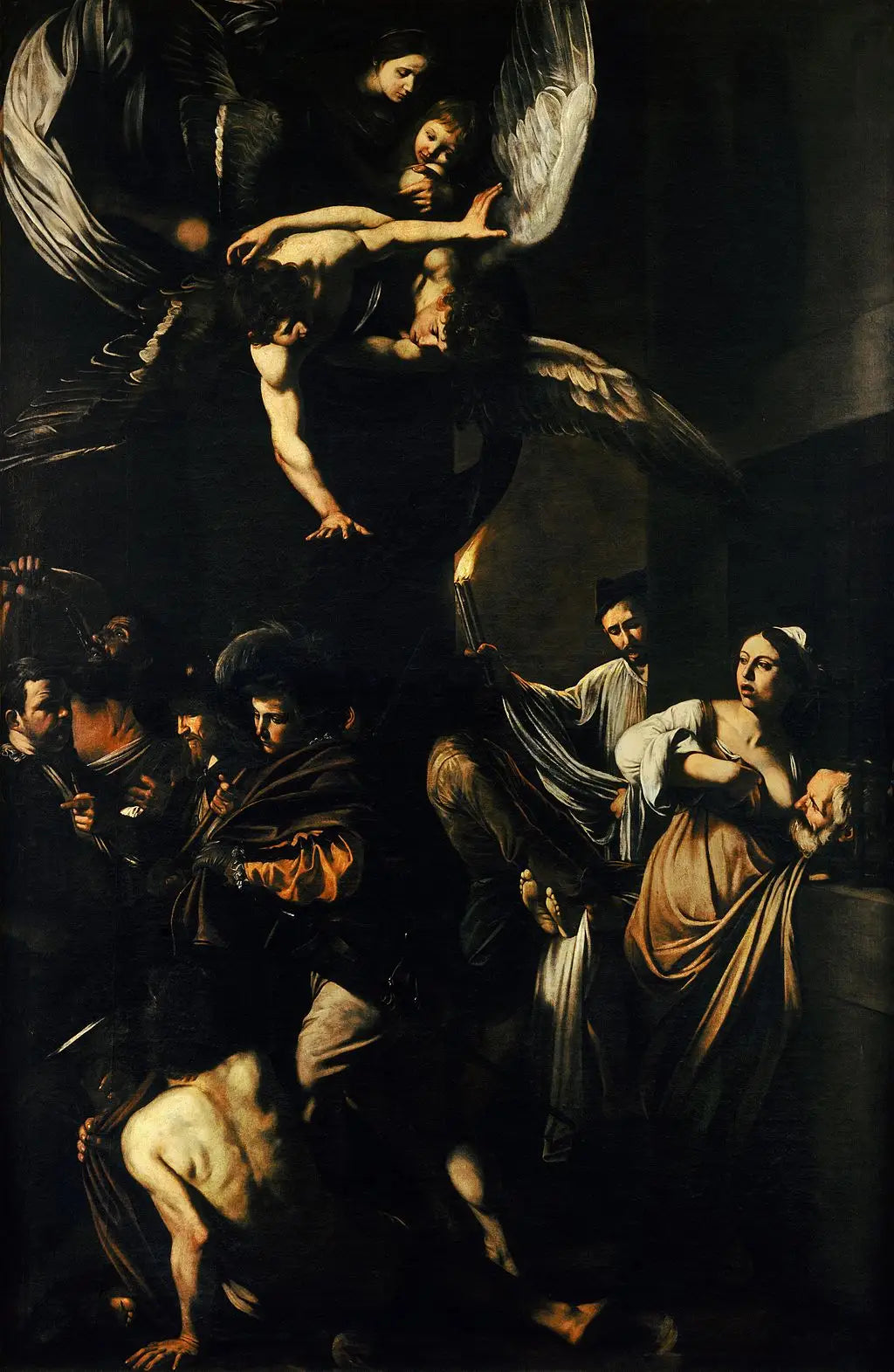 Reproduction du tableau « Les Sept Œuvres de miséricorde - Le Caravage » par Alpha Reproduction en peinture à l’huile