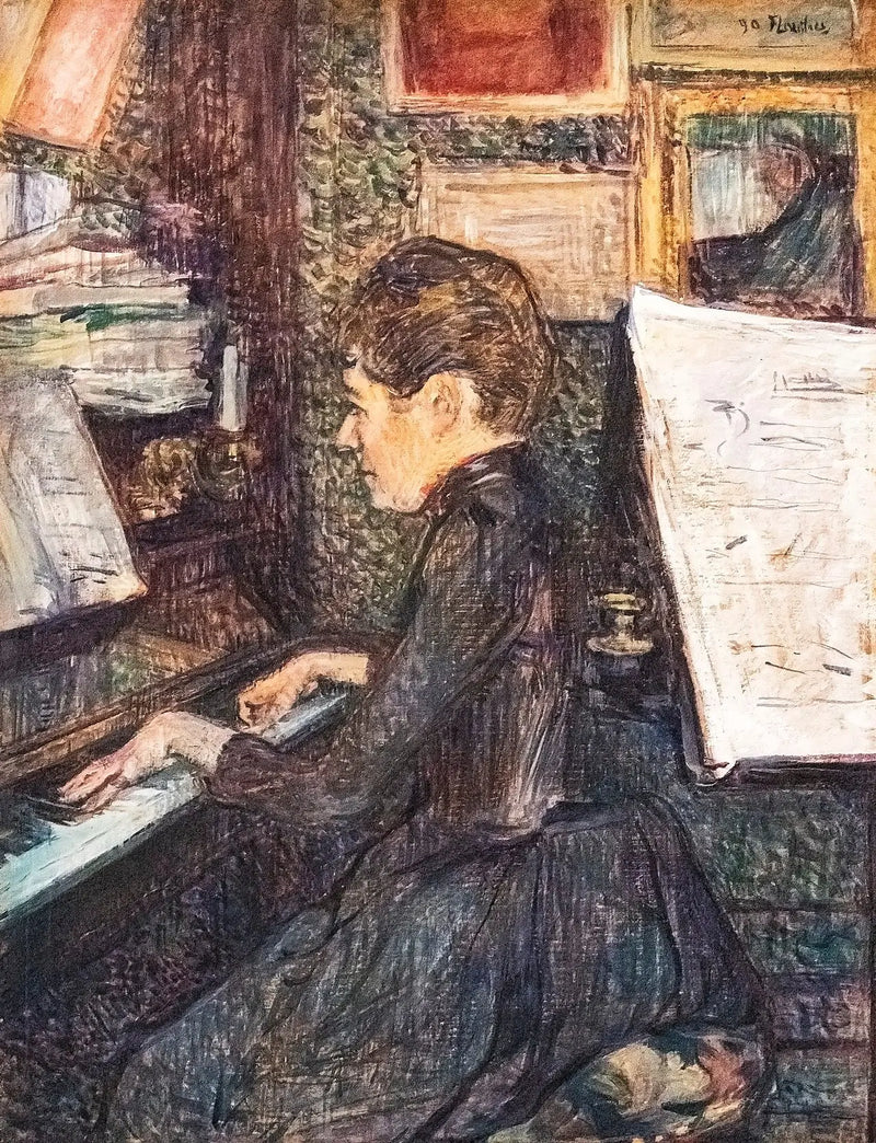 Mademoiselle Dihau au piano - Henri de Toulouse-Lautrec