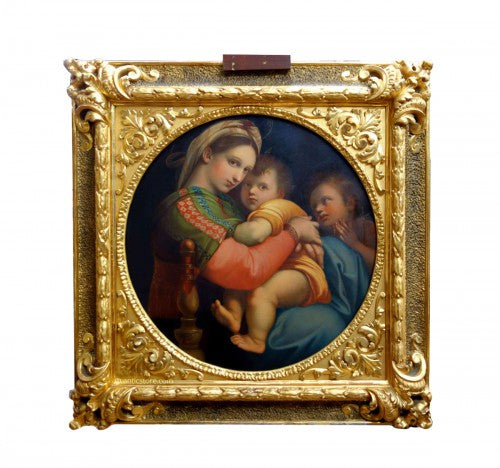 Reproduction du tableau « Madonna della Sedia (d'après un original italien du XVIe siècle) - Raphaël Sanzio » par Alpha Reproduction en peinture à l’huile