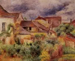 Maisons de village, toits rouges (Essoyes) - Pierre-Auguste Renoir