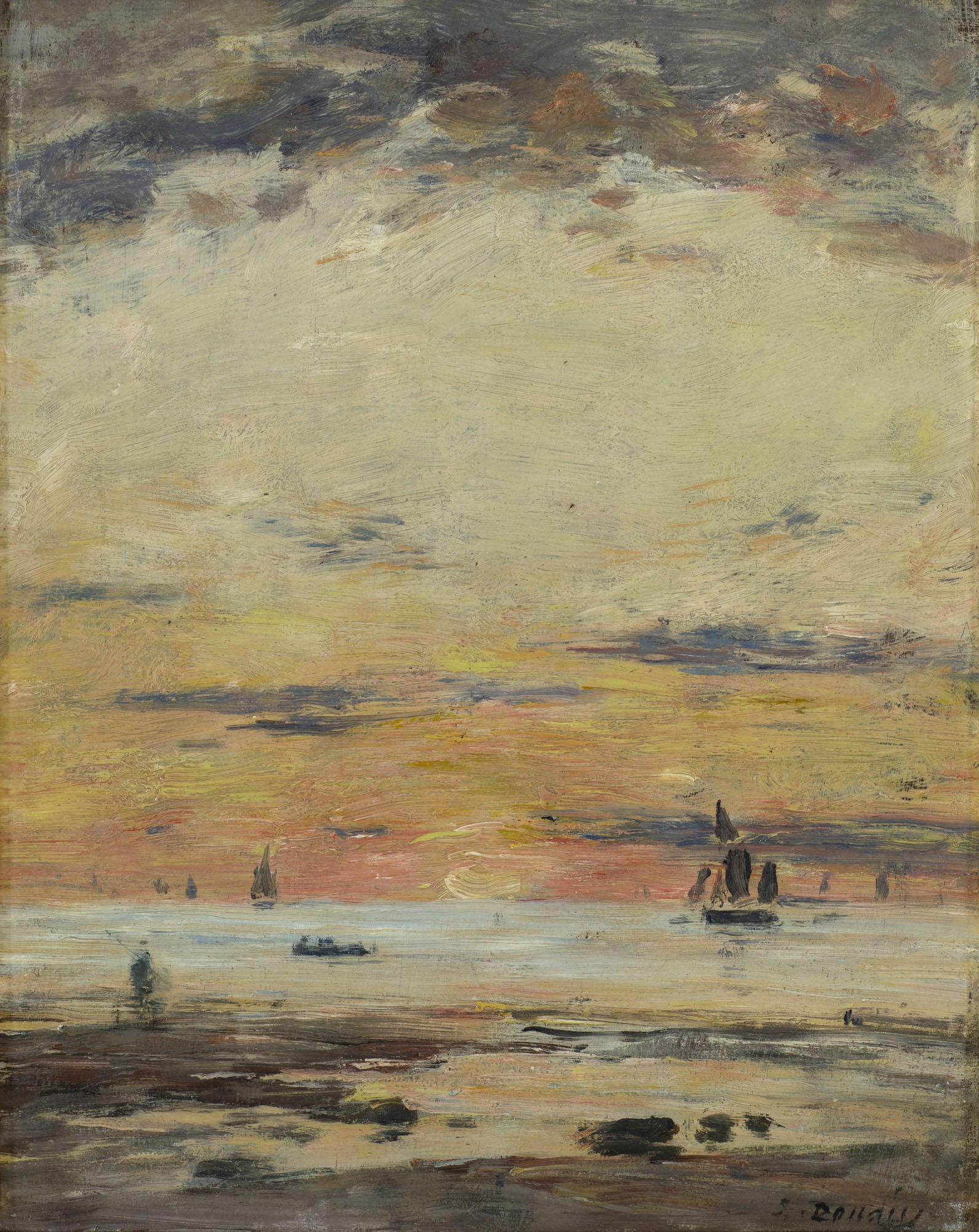 Reproduction du tableau « Marée basse soleil couchant - Eugène Boudin » par Alpha Reproduction en peinture à l’huile