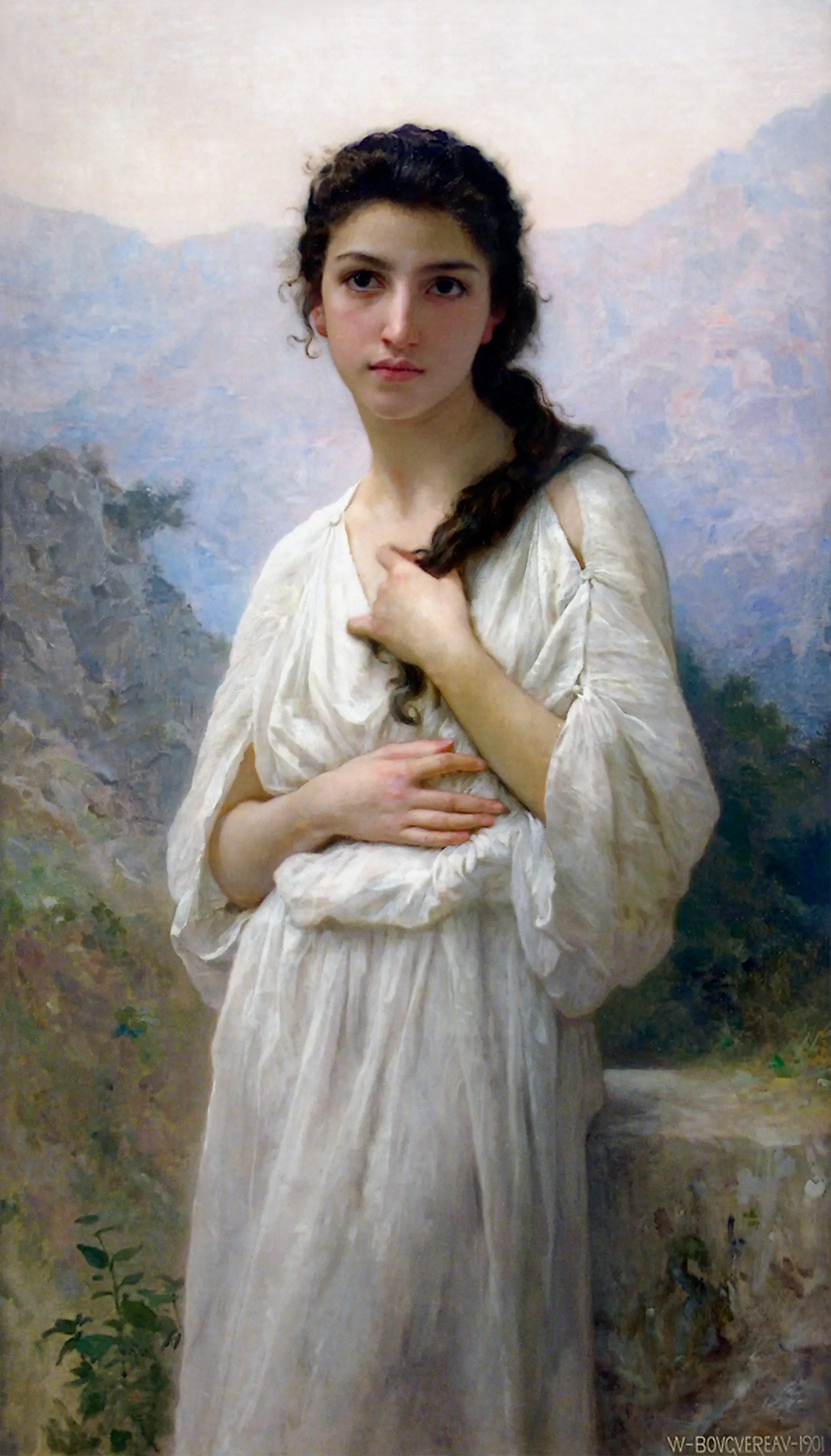 Reproduction du tableau « Méditation - Bouguereau » par Alpha Reproduction en peinture à l’huile