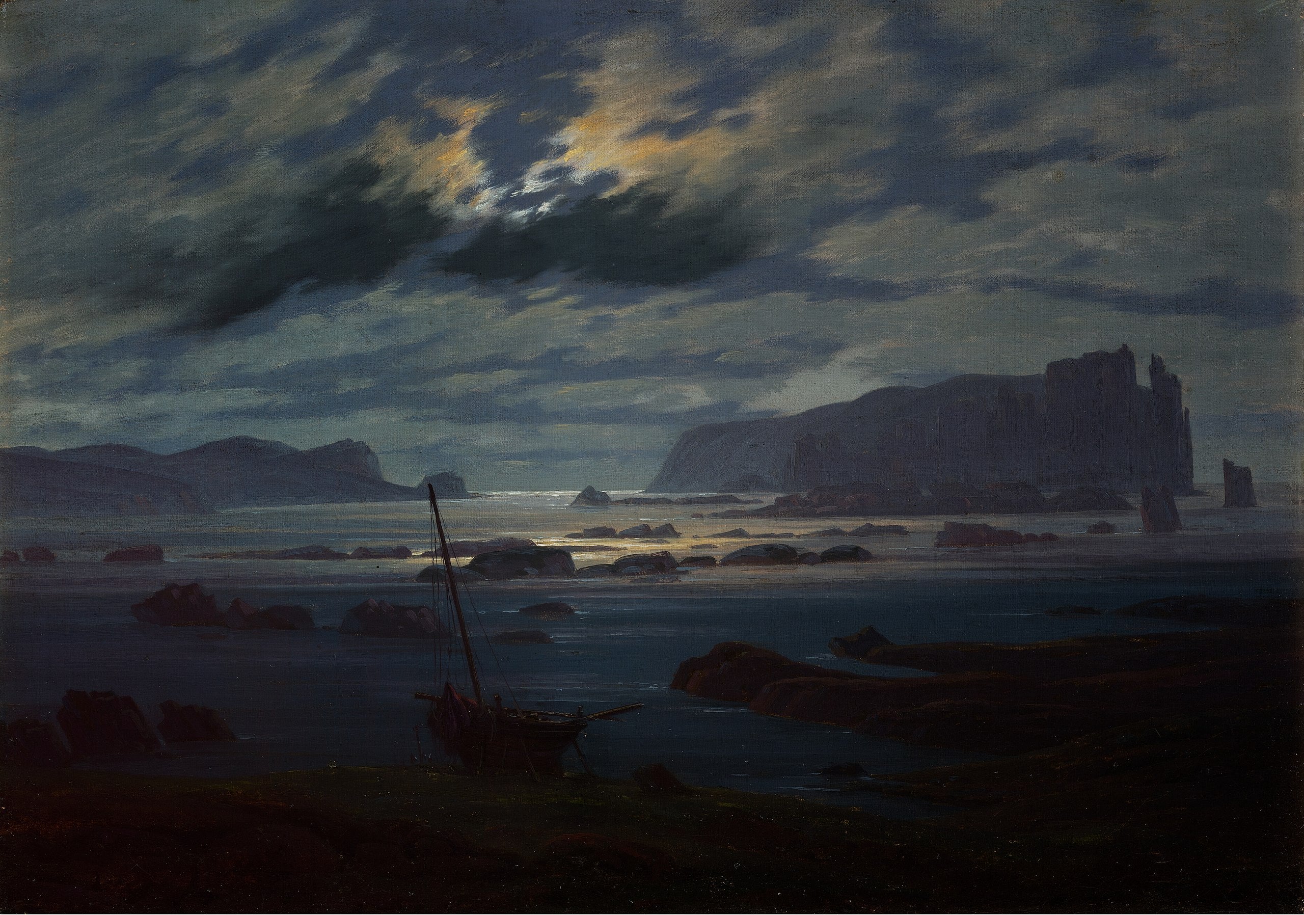 Reproduction du tableau « Mer du Nord au clair de lune - Caspar David Friedrich » par Alpha Reproduction en peinture à l’huile