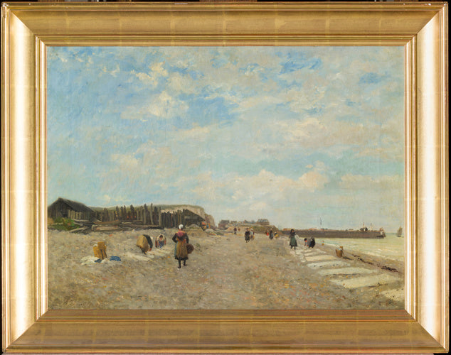 Normandes étendant du linge sur une plage - Eugène Boudin