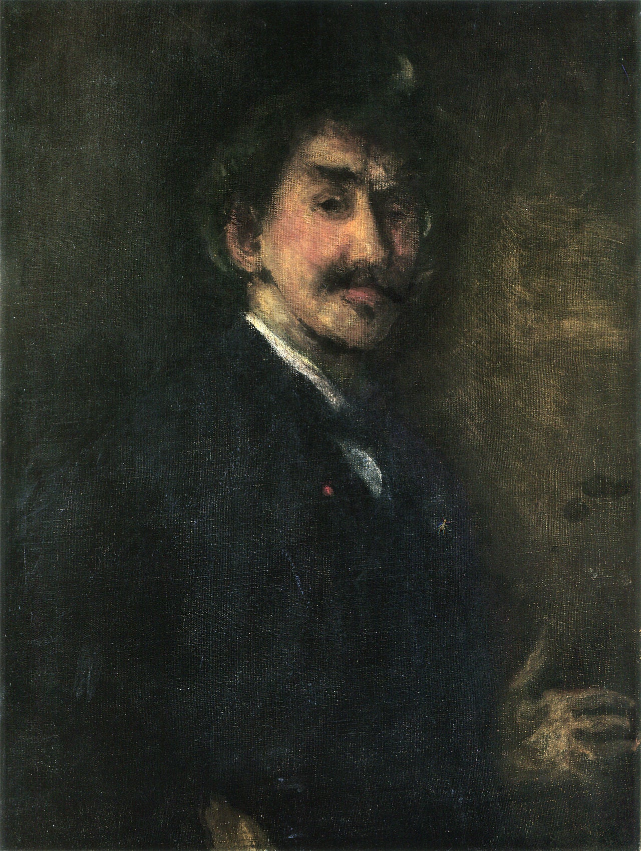 Reproduction du tableau « Or et Brun : Autoportrait - James Abbott McNeill Whistler » par Alpha Reproduction en peinture à l’huile