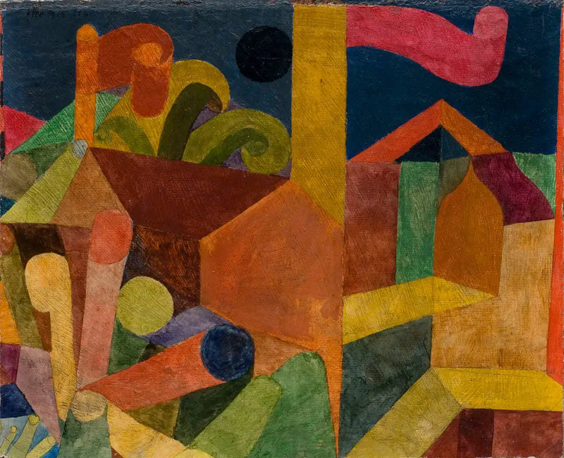 Paysage avec drapeaux; Maisons avec drapeaux - Paul Klee