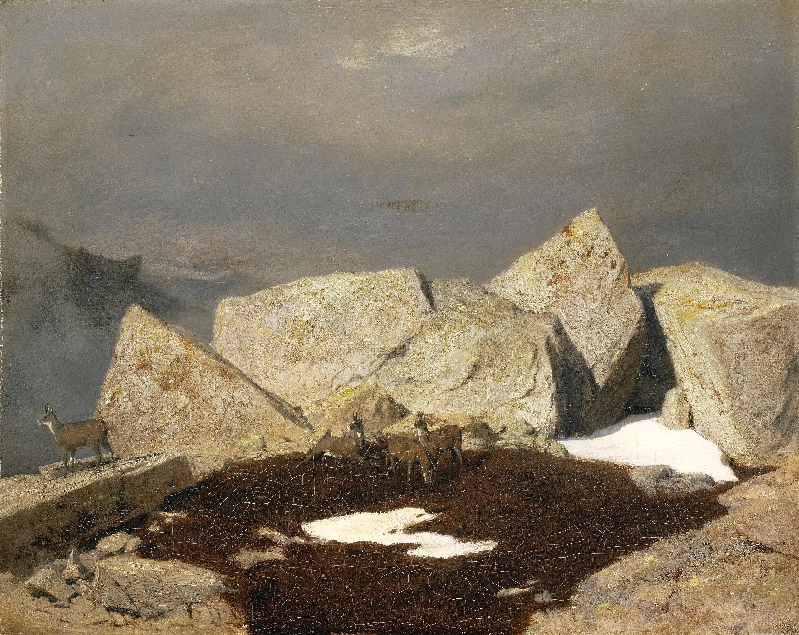 Paysage de montagne avec des chamois - Arnold Böcklin - Alpha Reproduction