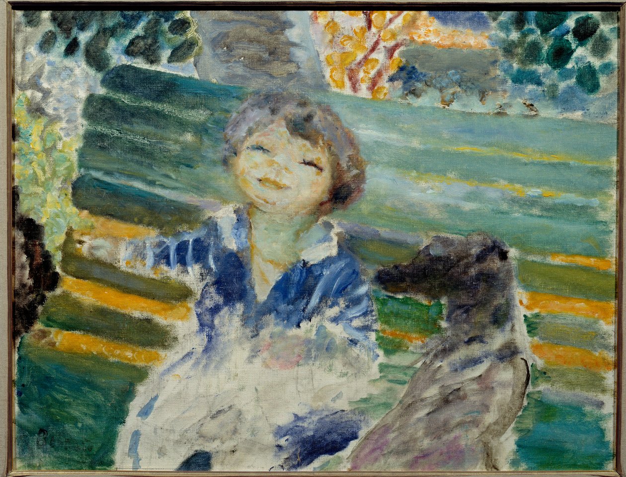 Reproduction du tableau « Petite fille et son chien - Pierre Bonnard » par Alpha Reproduction en peinture à l’huile