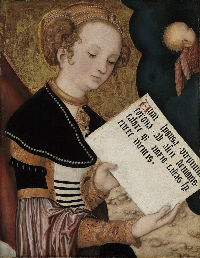 Retable de Prague, Sainte (Agnès ?) avec un page - Lucas Cranach the Elder