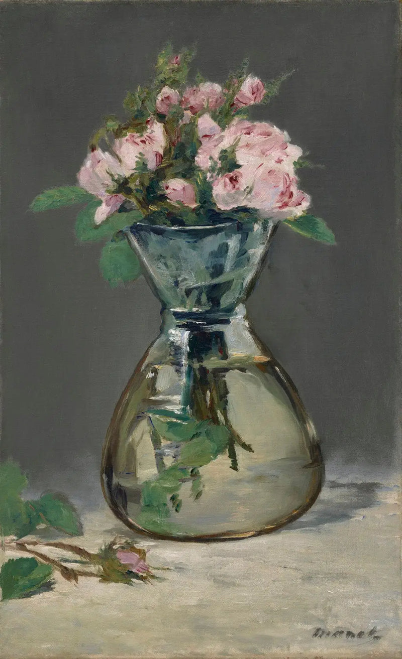 Roses mousseuses dans un vase - Édouard Manet