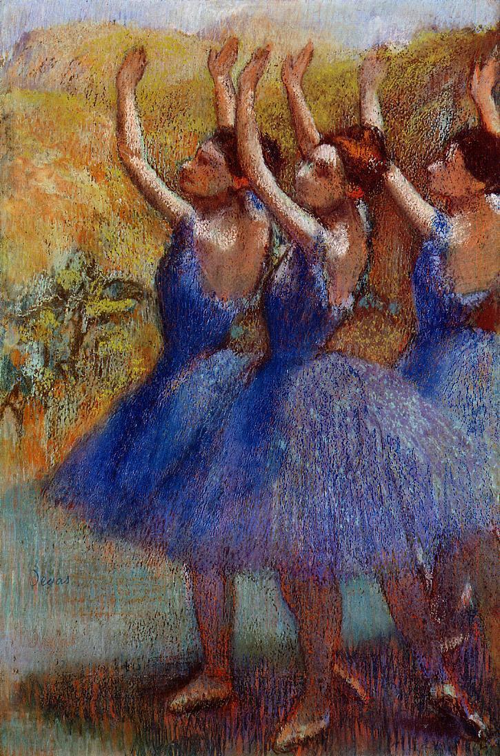 Trois danseuses en tutus violets - Edgar Degas