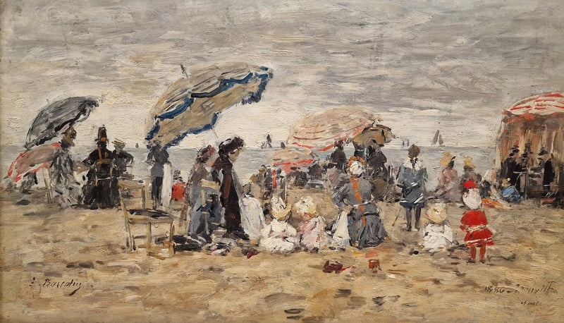Trouville. Ombrelles sur la plage - Eugène Boudin