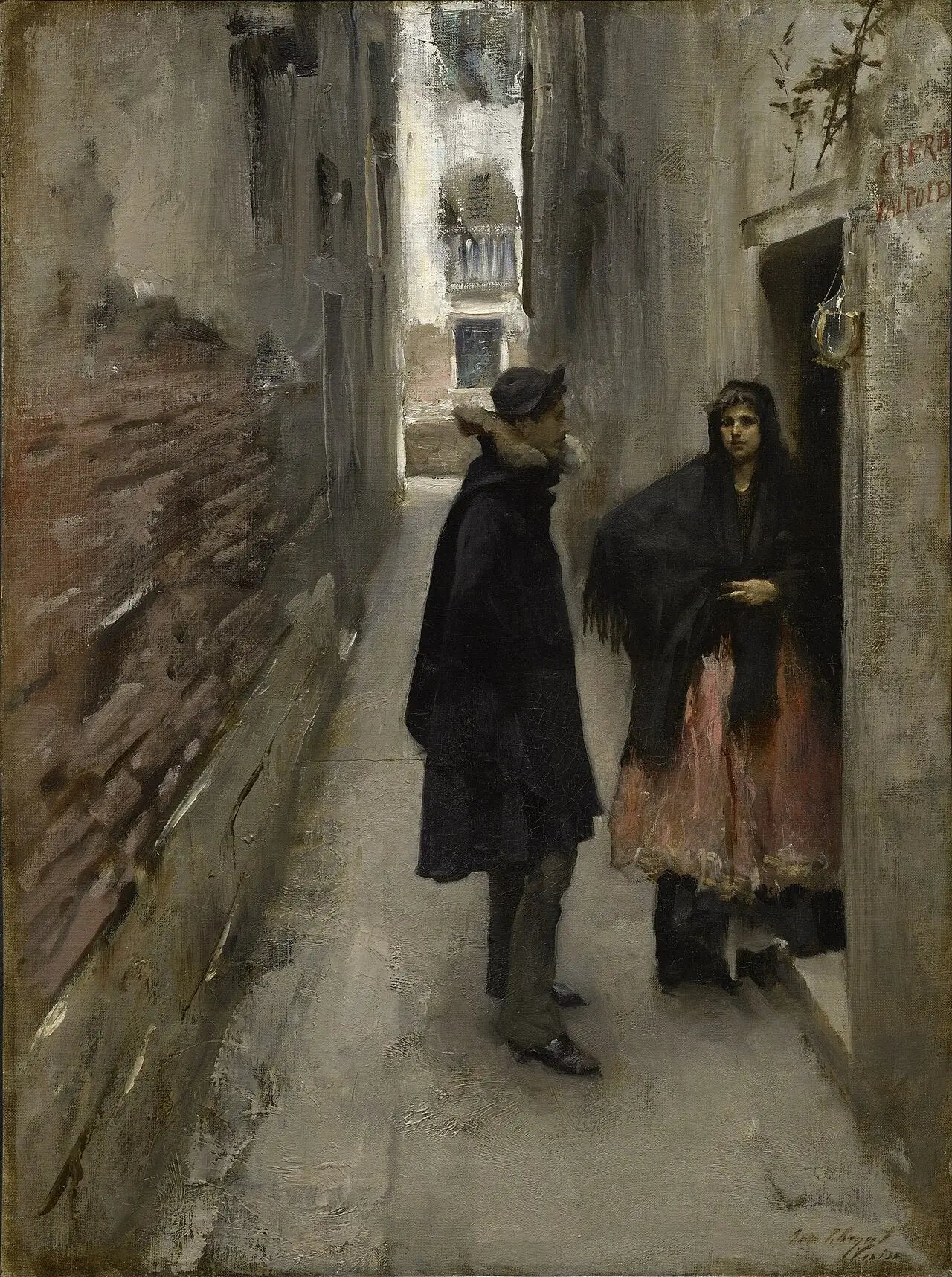Reproduction du tableau « Une rue à Venise - John Singer Sargent » par Alpha Reproduction en peinture à l’huile