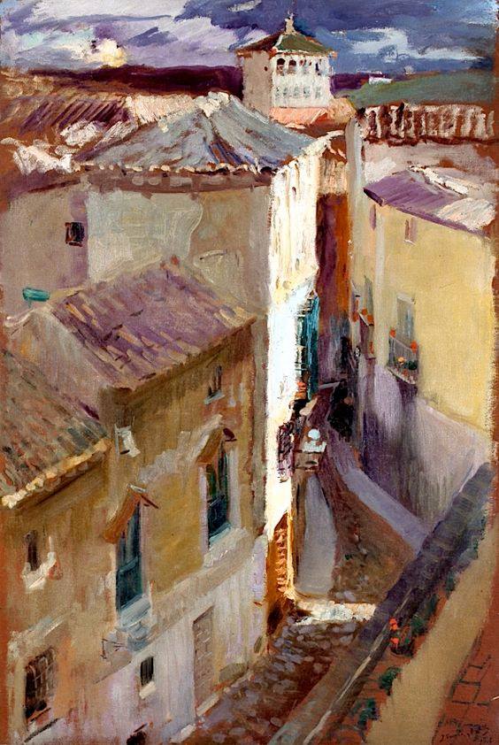 Reproduction du tableau « Une rue de Tolède (Una Calle de Toledo) - Joaquín Sorolla » par Alpha Reproduction en peinture à l’huile