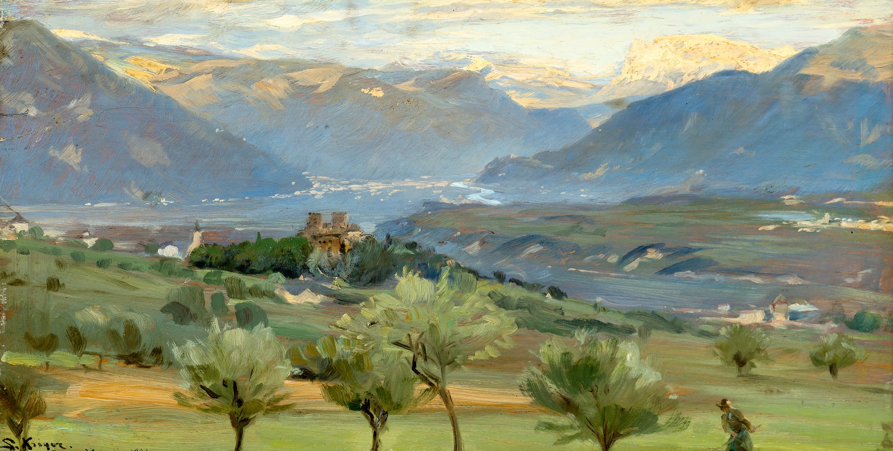 Vue de Bolzano depuis le château Saint-Valentin au Tyrol. - Peder Severin Krøyer
