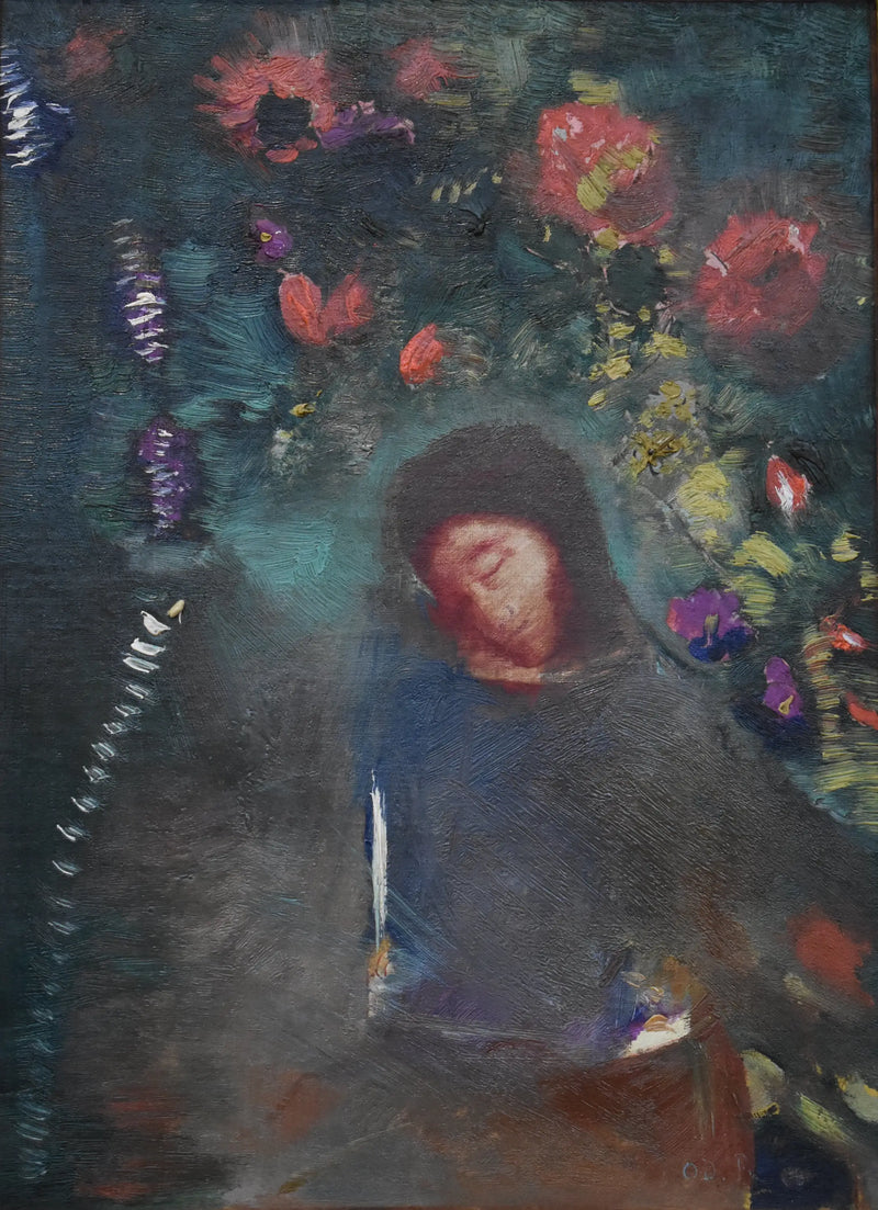 Visage et fleurs - Odilon Redon