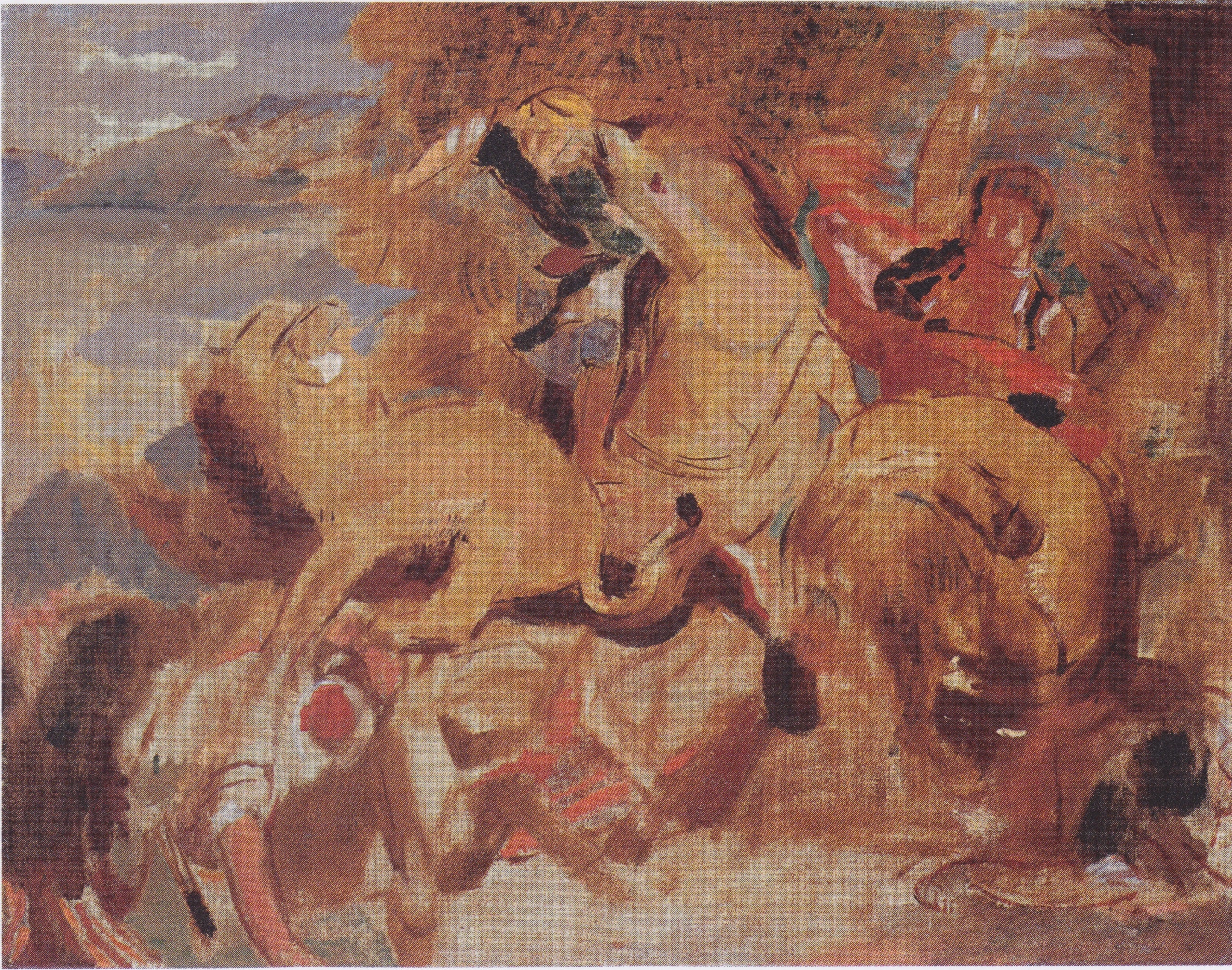 étude pour 'La chasse aux lions' d'après Delacroix - Odilon Redon