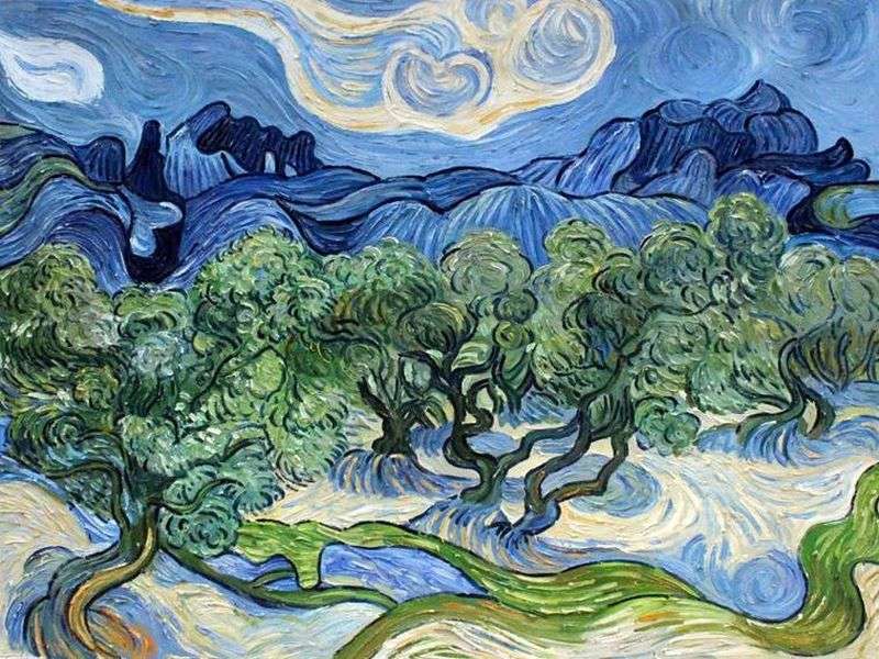 Oliviers avec les Alpilles dans le fond - Vincent van Gogh
