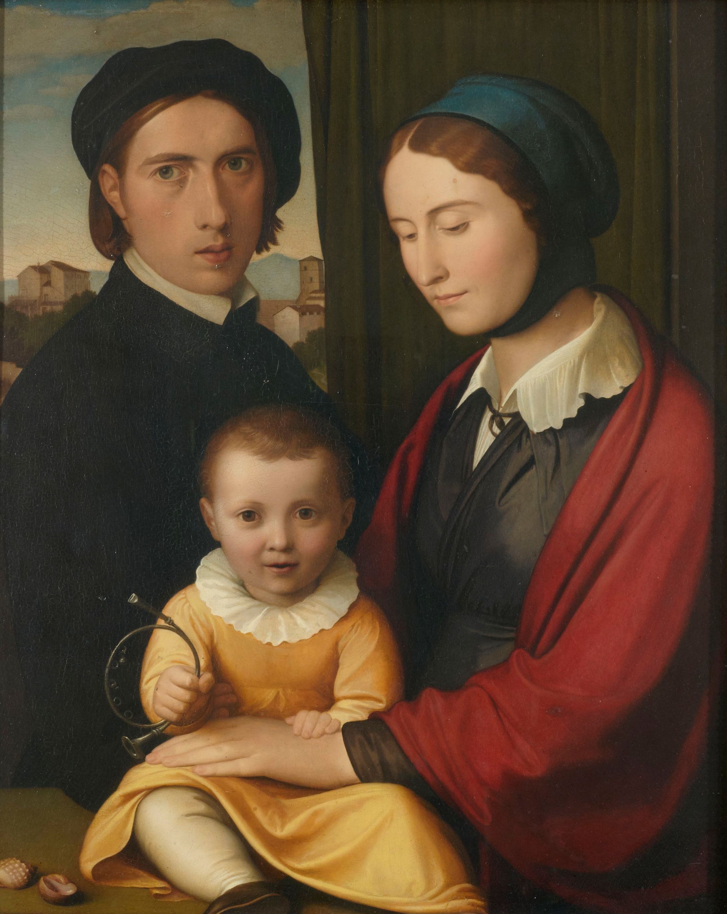 Autoportrait de l'artiste avec sa femme et son fils Alfons - Johann Friedrich Overbeck