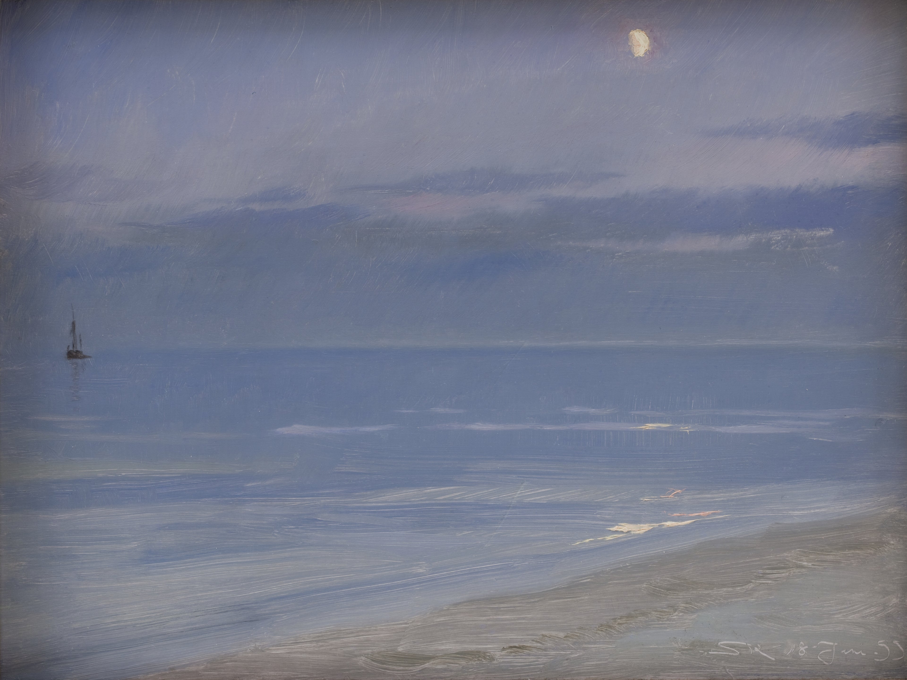 La plage de Skagen au clair de lune - Peder Severin Krøyer