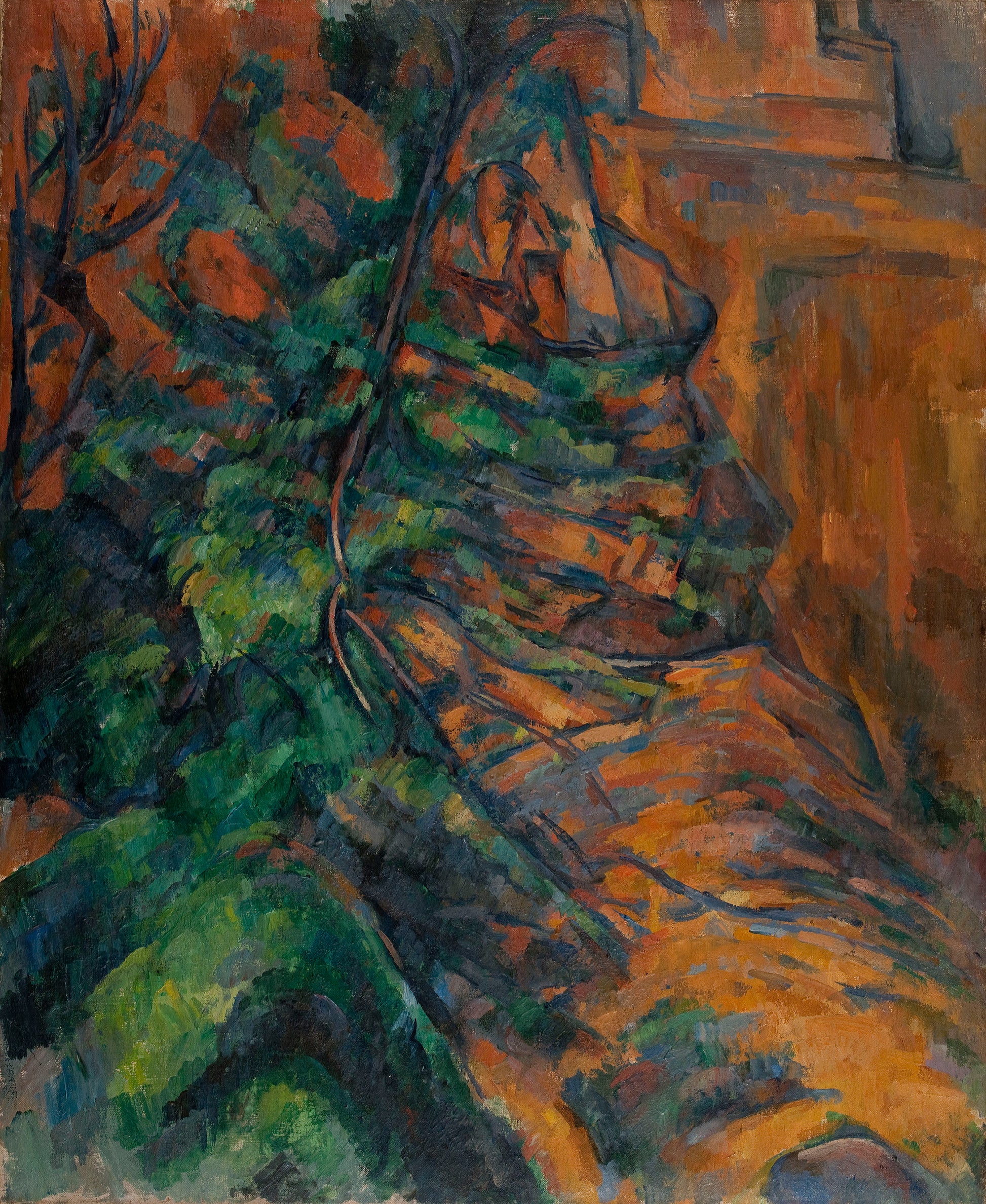 Reproduction du tableau « Rochers et branches à Bibémus - Paul Cézanne » par Alpha Reproduction en peinture à l’huile