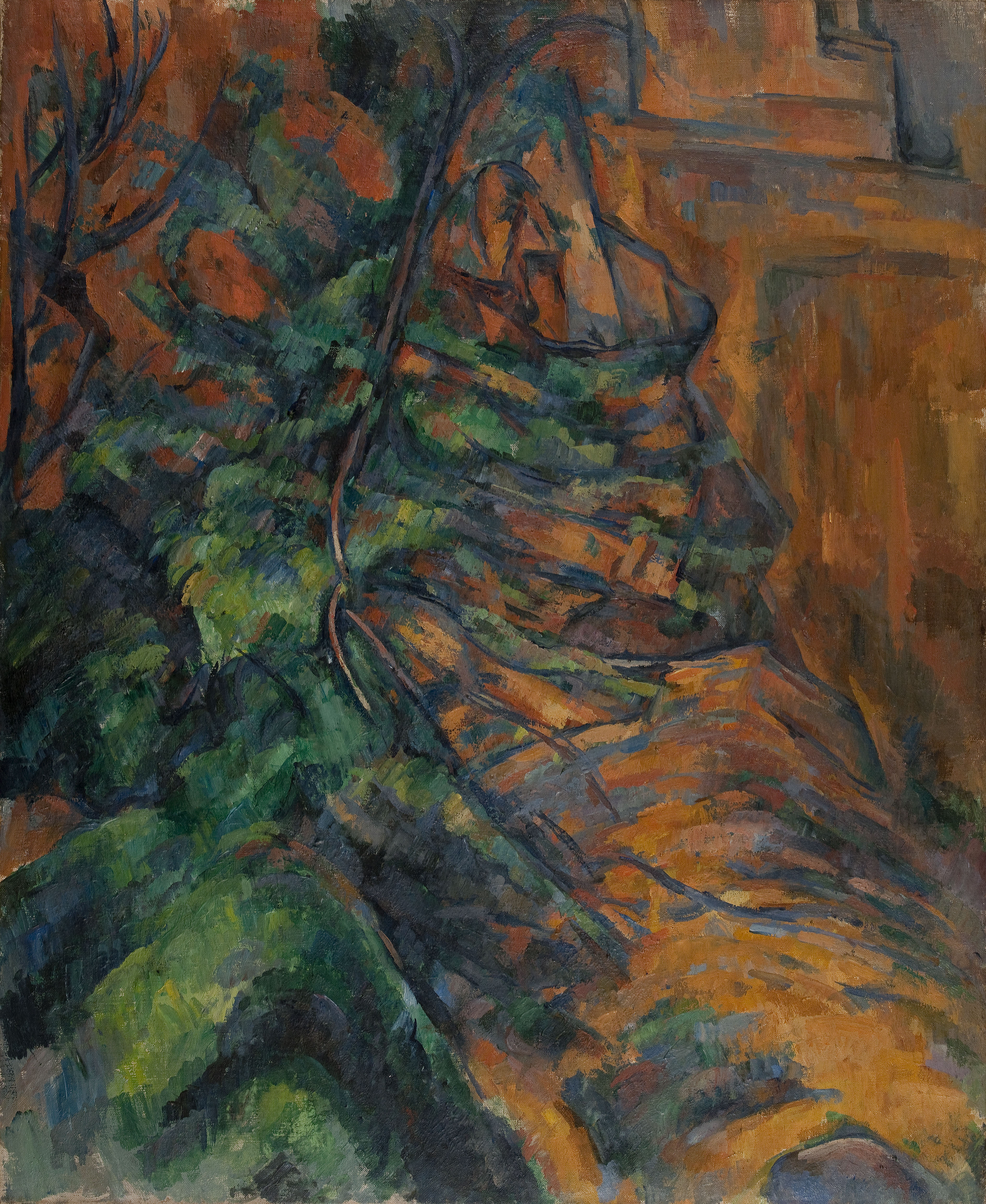 Reproduction du tableau « Rochers et branches à Bibémus - Paul Cézanne » par Alpha Reproduction en peinture à l’huile