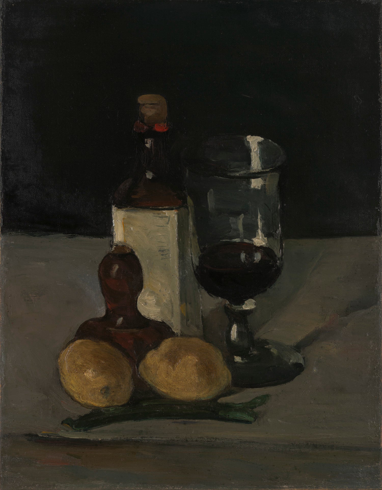 Reproduction du tableau « Bouteille, verre et citrons - Paul Cézanne » par Alpha Reproduction en peinture à l’huile