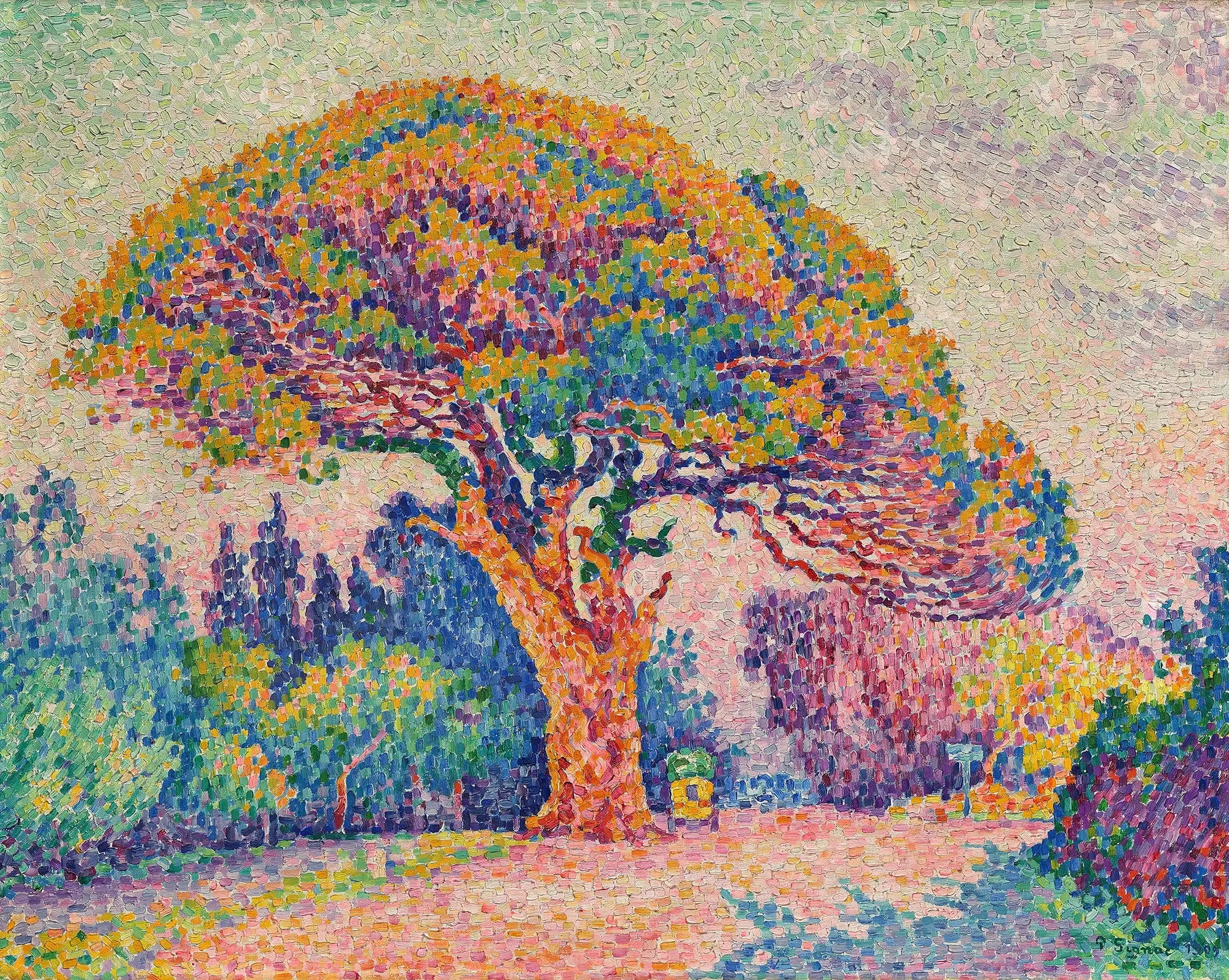 Reproduction du tableau « Le Pin de Bertaud - Paul Signac » par Alpha Reproduction en peinture à l’huile