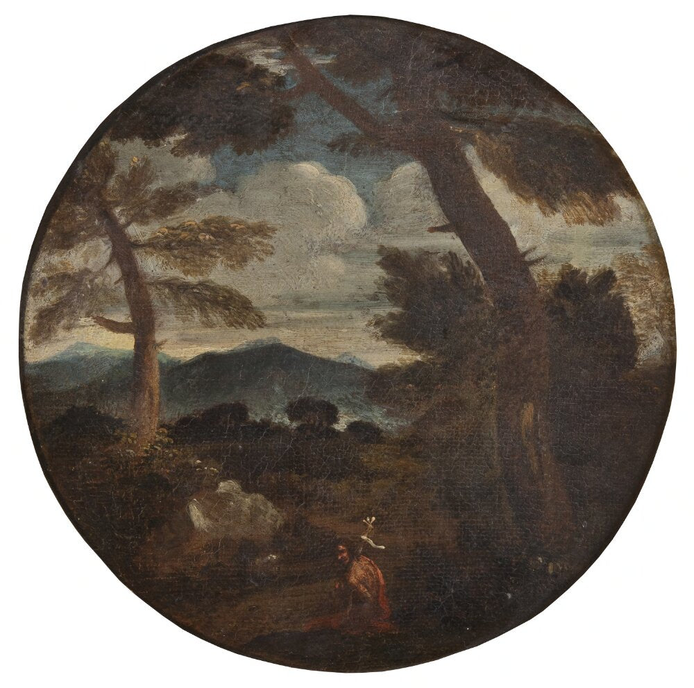 Paysage avec Johannes Döparen - Pier Francesco Mola image 1 tableau peint à l’huile sur toile