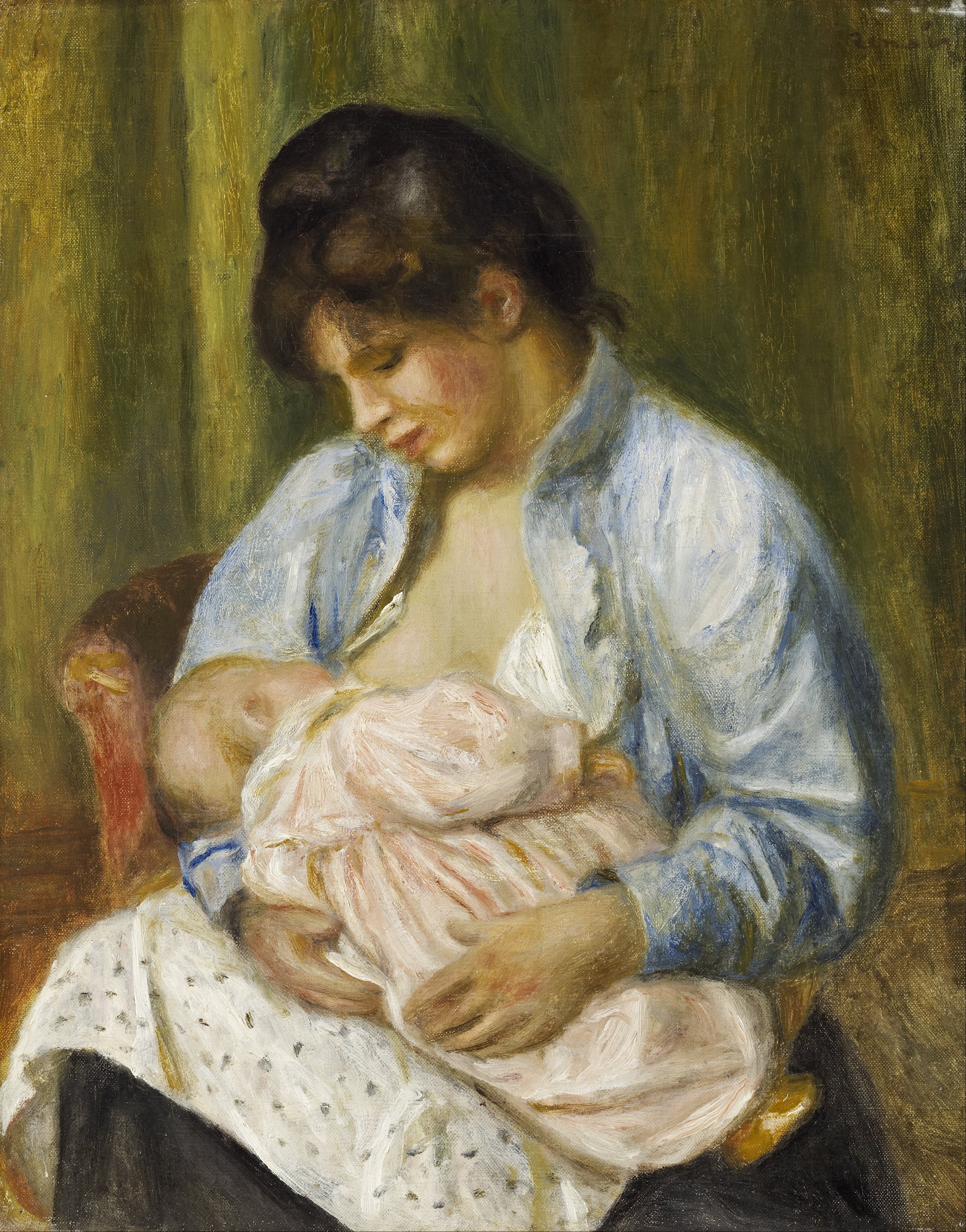 Reproduction du tableau « Une femme allaitant un enfant - Pierre-Auguste Renoir » par Alpha Reproduction en peinture à l’huile